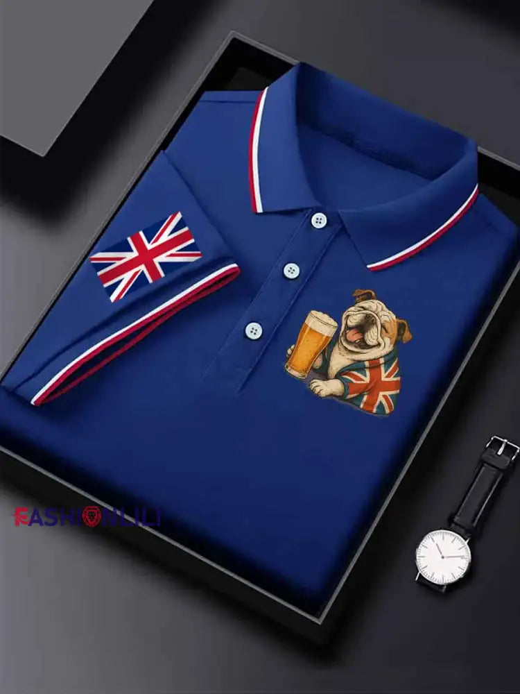 Men’s Vintage England Flag Casual Shirt Blue / S