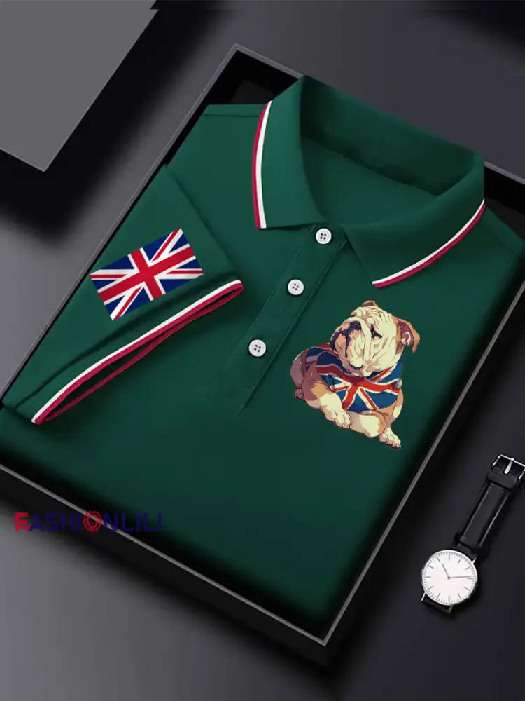Men’s Vintage England Flag Casual Shirt Dark Green / S