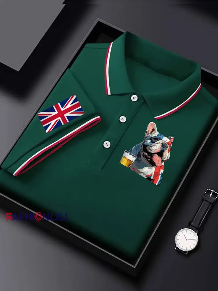 Men’s Vintage England Flag Casual Shirt Dark Green / S