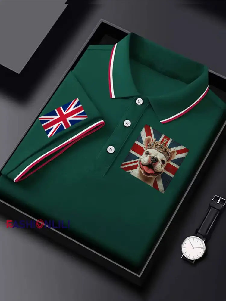 Men’s Vintage England Flag Casual Shirt Dark Green / S