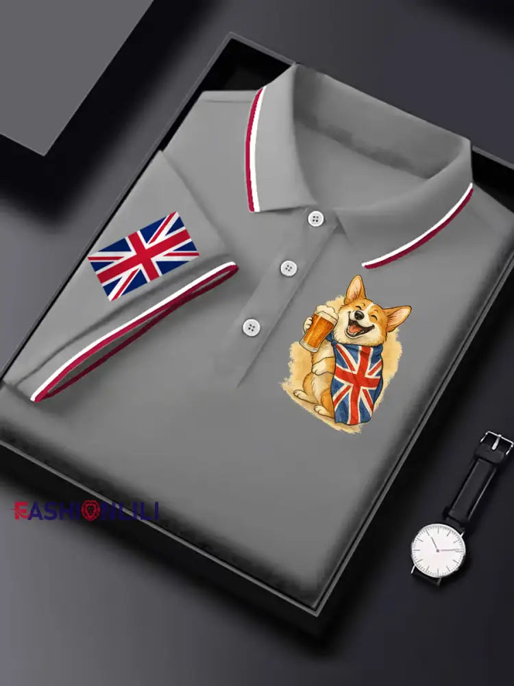 Men’s Vintage England Flag Casual Shirt Gray / S