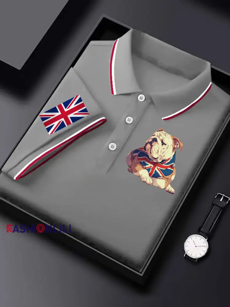 Men’s Vintage England Flag Casual Shirt Gray / S