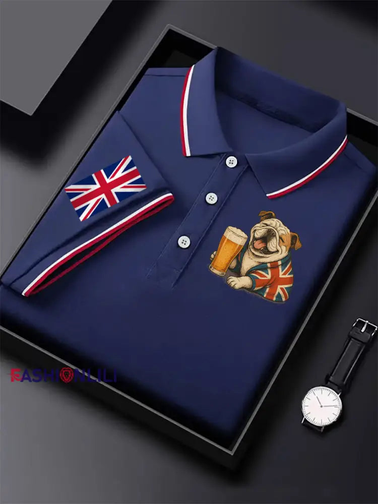 Men’s Vintage England Flag Casual Shirt Purple / S