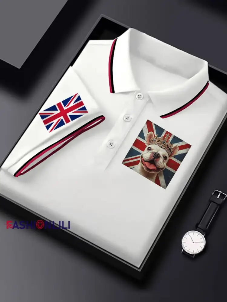 Men’s Vintage England Flag Casual Shirt White / S