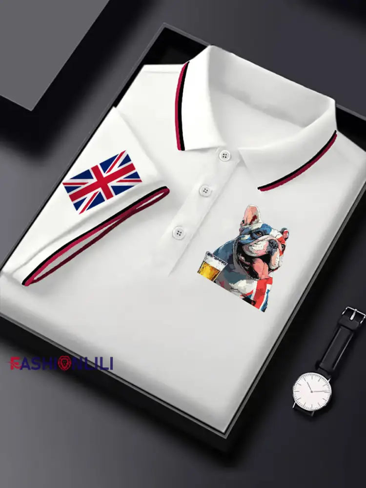 Men’s Vintage England Flag Casual Shirt White / S