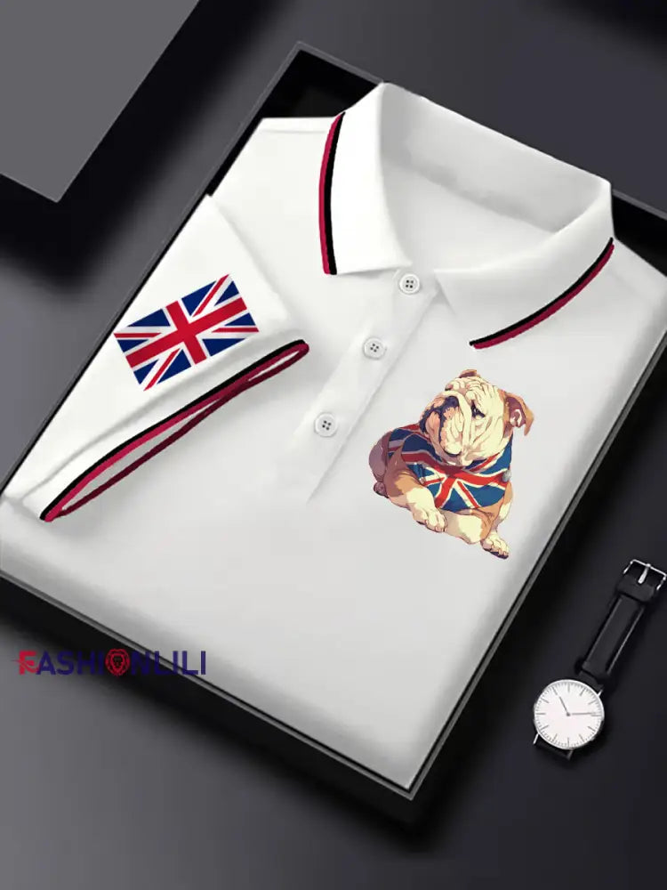 Men’s Vintage England Flag Casual Shirt White / S