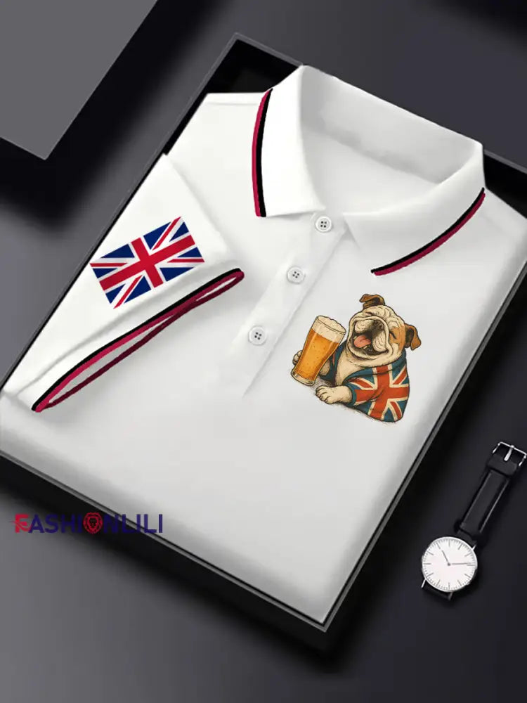 Men’s Vintage England Flag Casual Shirt White / S