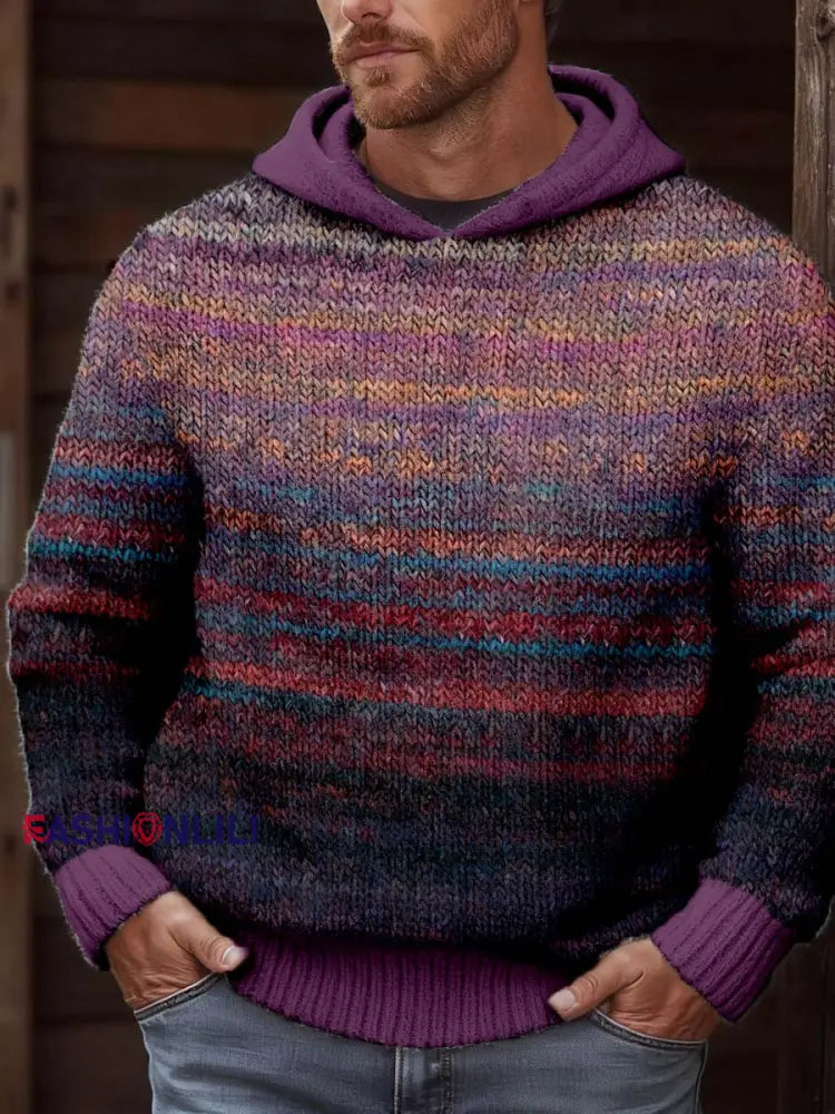 Men’s Vintage Gradient Cozy Knit Hoodie As picture / S