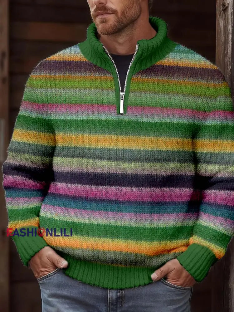 Men’s Vintage Striped Cozy Knit Sweater As picture / S