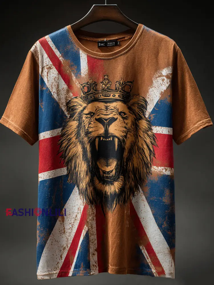 Men’s Vintage UK Flag Printed T-shirt As picture / S