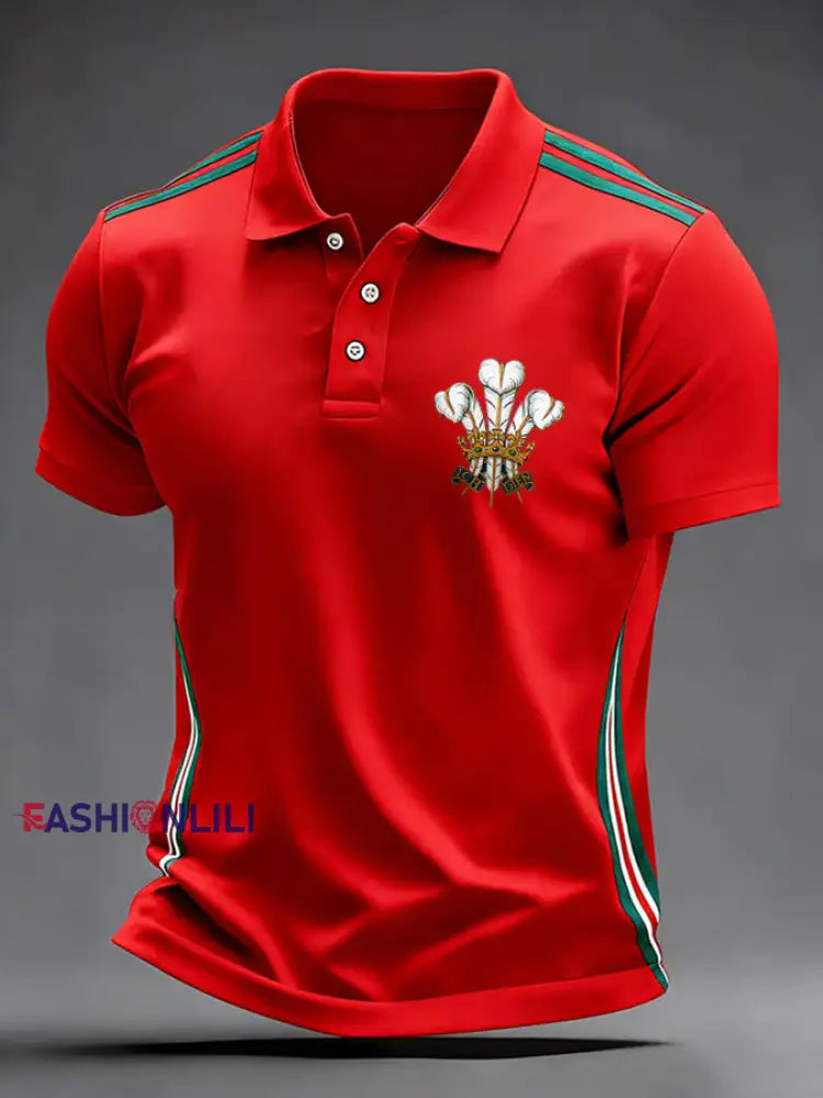 Men’s Wales Welsh Rugby Printed Casual Tops Red / S