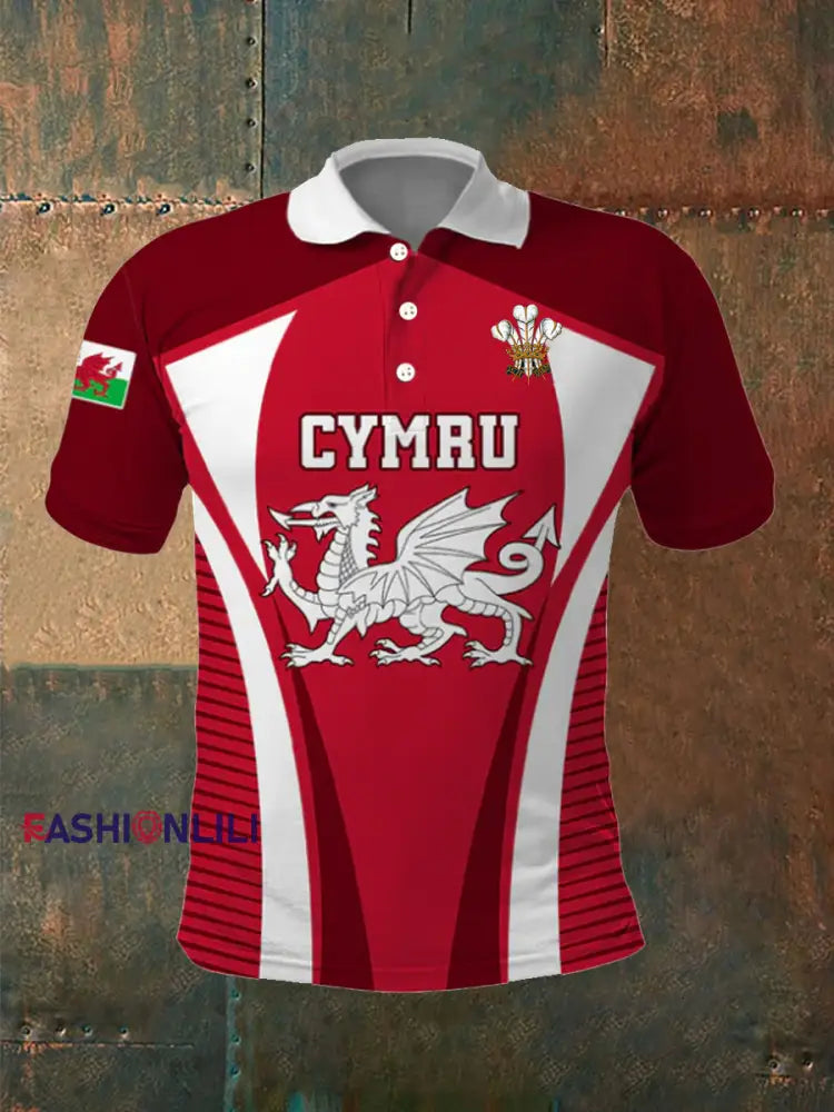 Men’s Welsh rugby Lover Printed polo shirt As picture / S