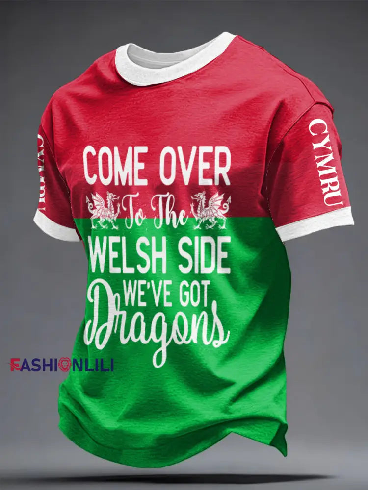 Men’s Welsh Rugby Lover Printed T-shirt As picture / S