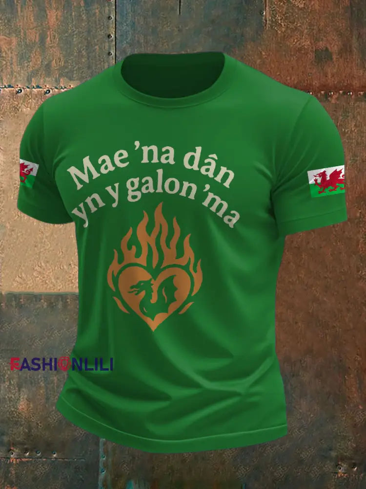 Men’s Welsh Rugby Lover Printed T-shirt Green / S