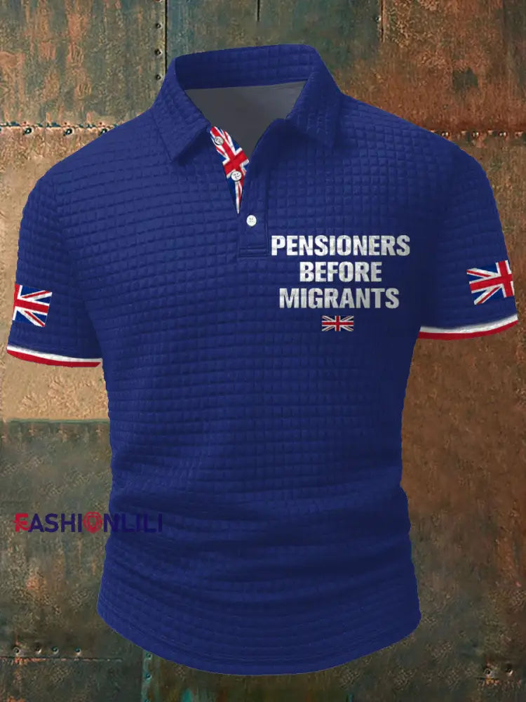 Nen’s UK Flag Immigration Printed Casual Tops Royal Blue / S