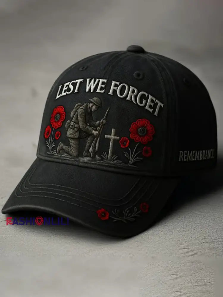 Remembrance Day Lest We Forget Cap Black / ONE