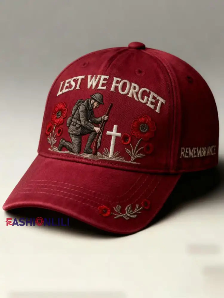 Remembrance Day Lest We Forget Cap Red / ONE