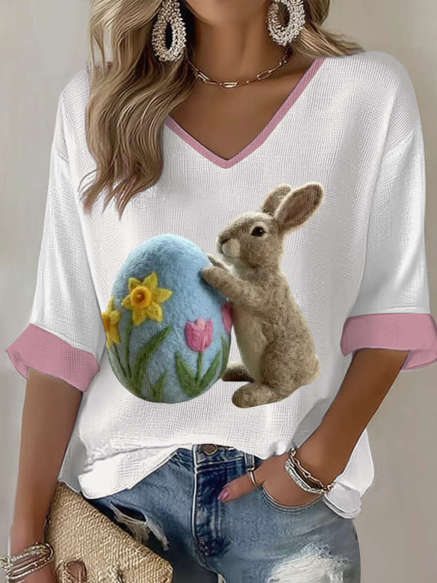 Women's Bunny Easter Waffle T-shirt