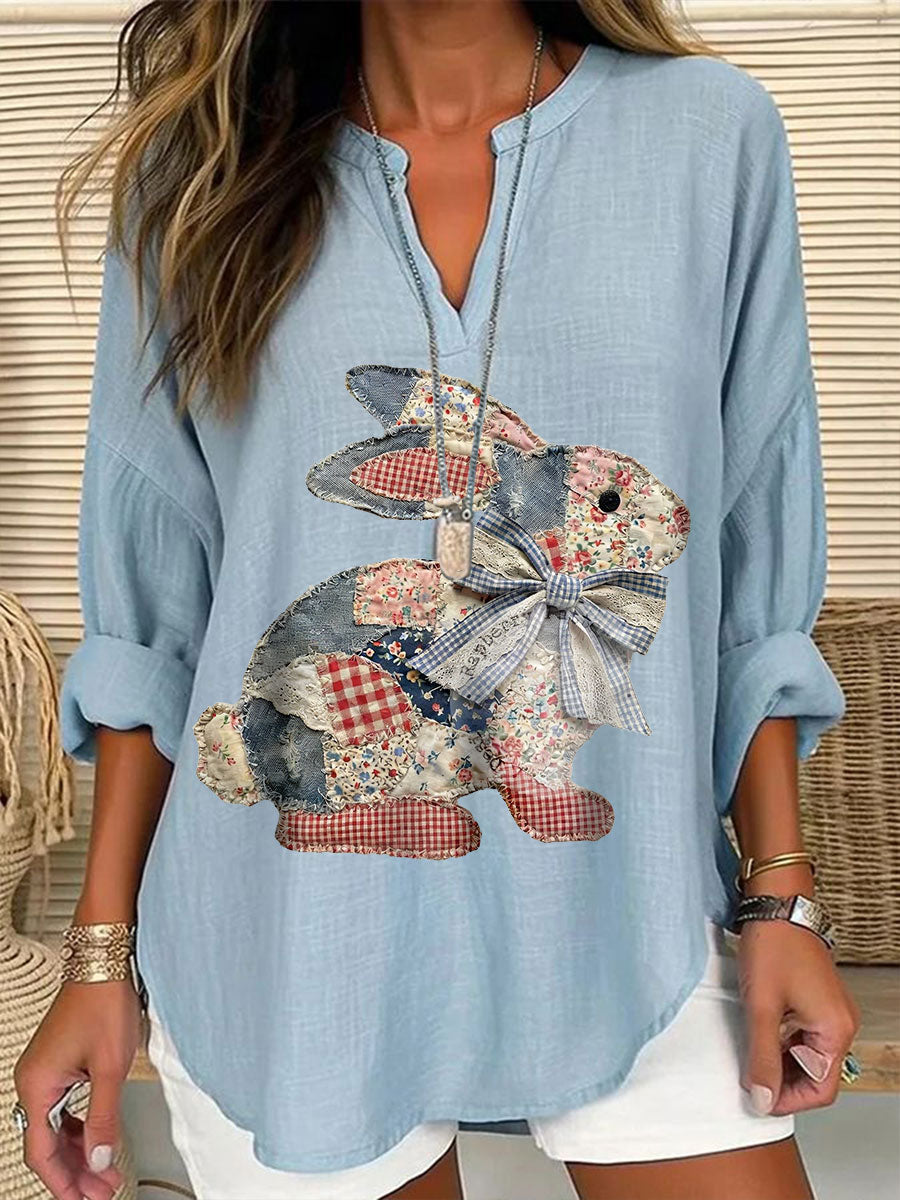 Women's Patchwork Rabbit Shirt