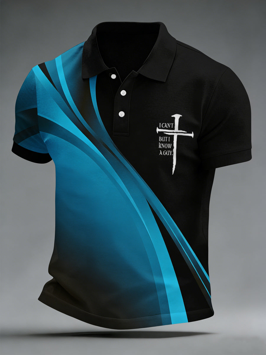 Men's I Can't But I Know A Guy Geometric Print Casual Top