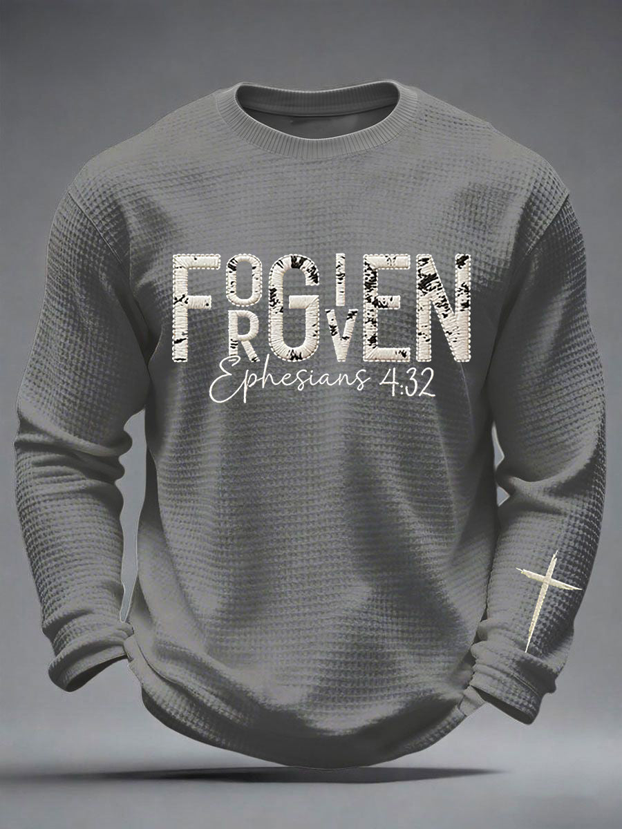 Men's Christian Forgiven Cross Waffle Long Sleeve T-Shirt
