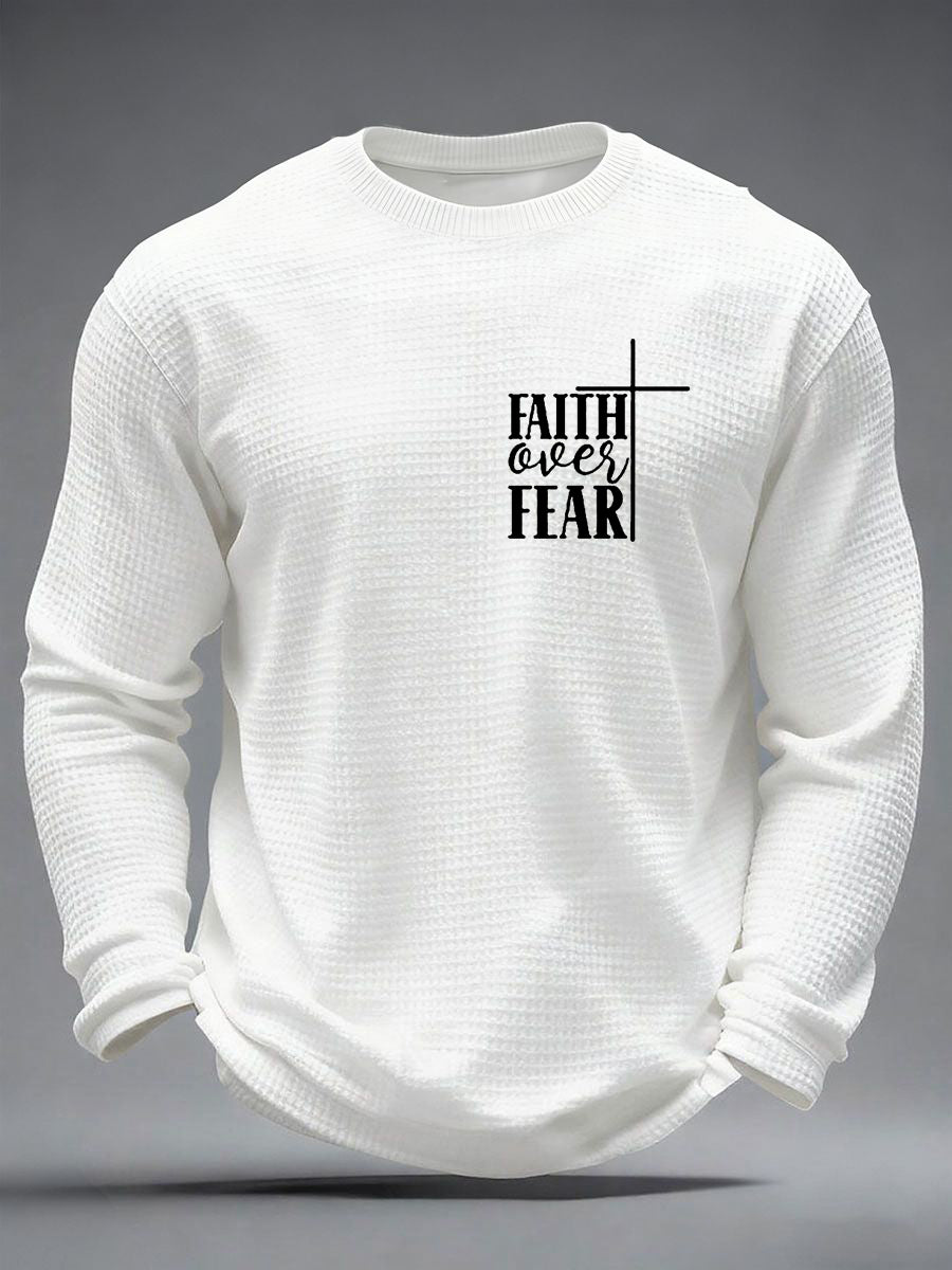 Men's Faith Over Fear Cross Waffle Long Sleeve T-Shirt