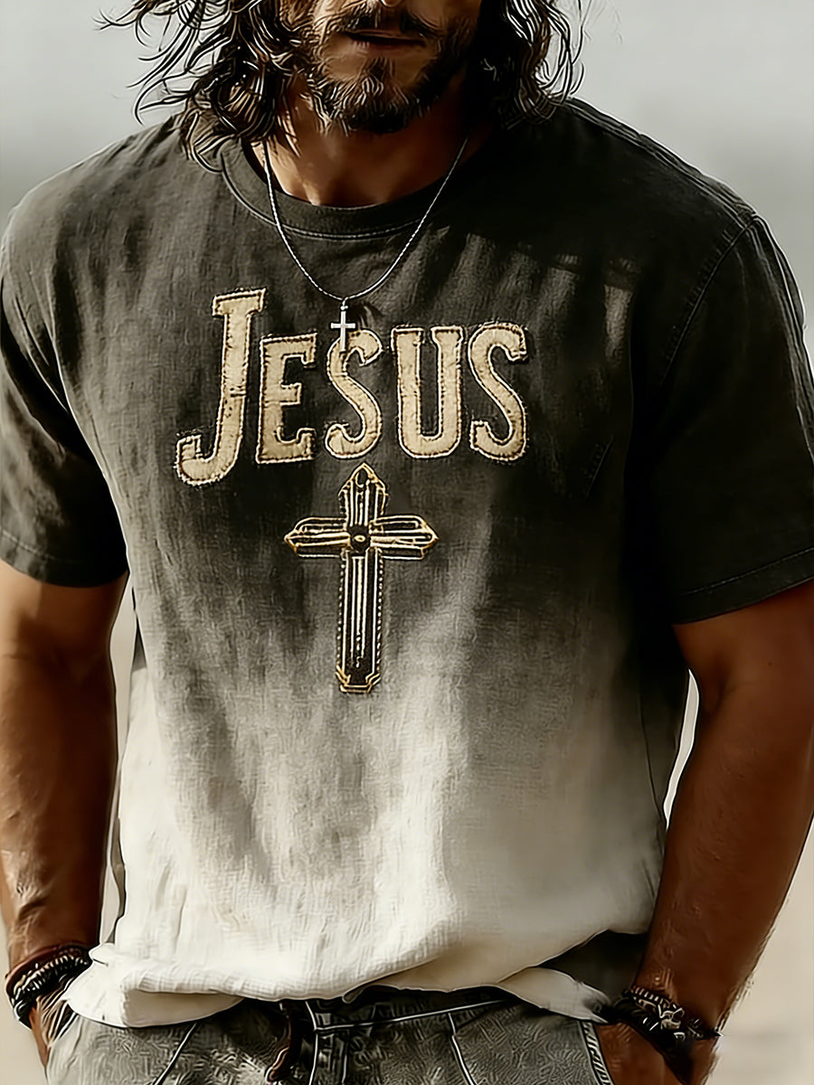Men's Vintage Christian Faith Cross Short Sleeve T-shirt