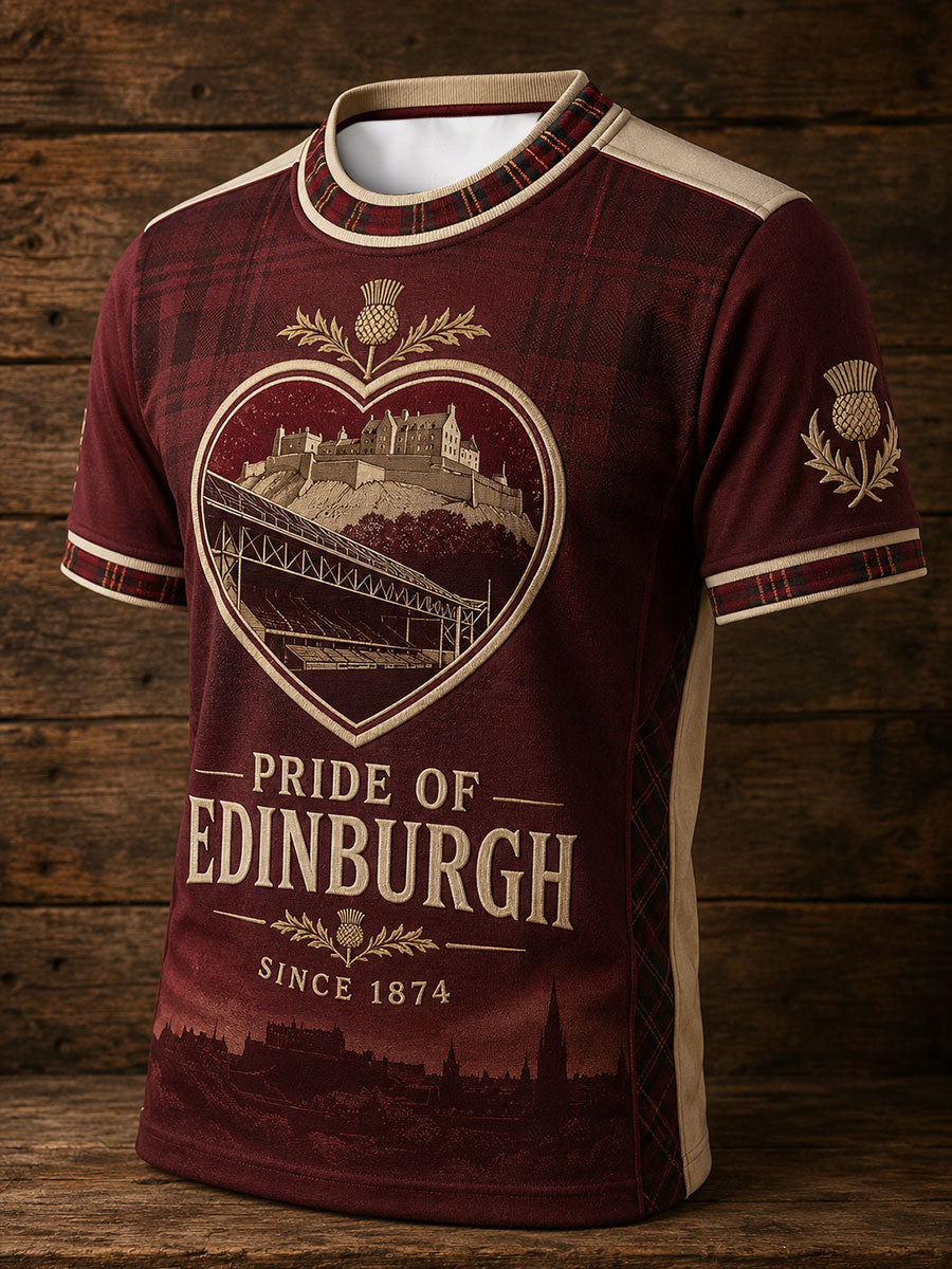Men's Hearts Edinburgh Scotland Football Lover Printed T-shirt