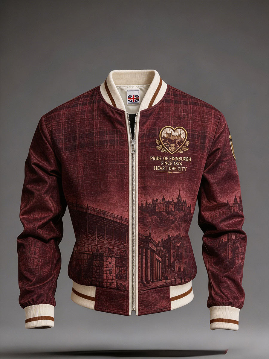 Men's Edinburgh Scotland Hearts Lover Printed Monkey Jacket