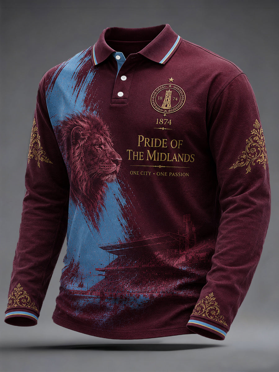 Men's Gift For Soccer Fans Print Casual Long-Sleeve Polo