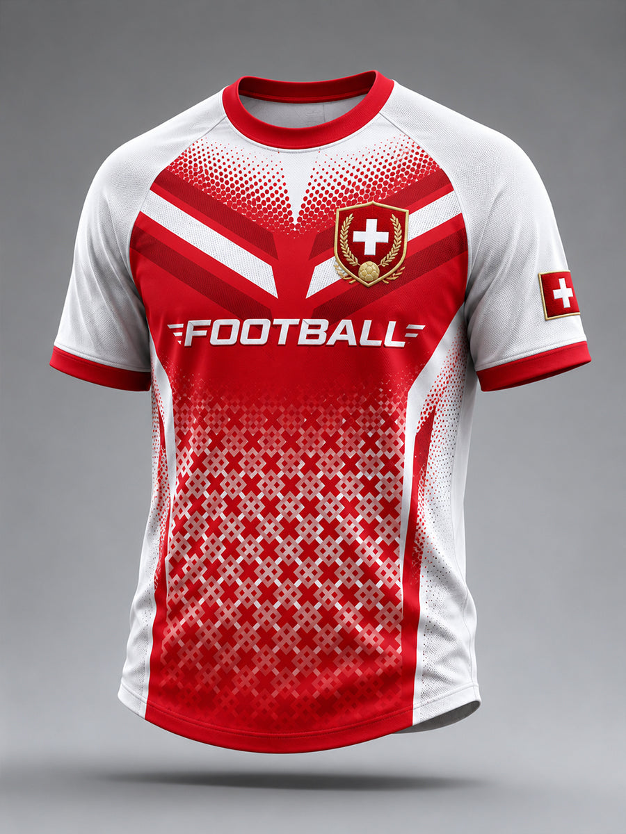 Men's Football-Themed Printed Raglan Sleeve Short-Sleeve T-Shirt