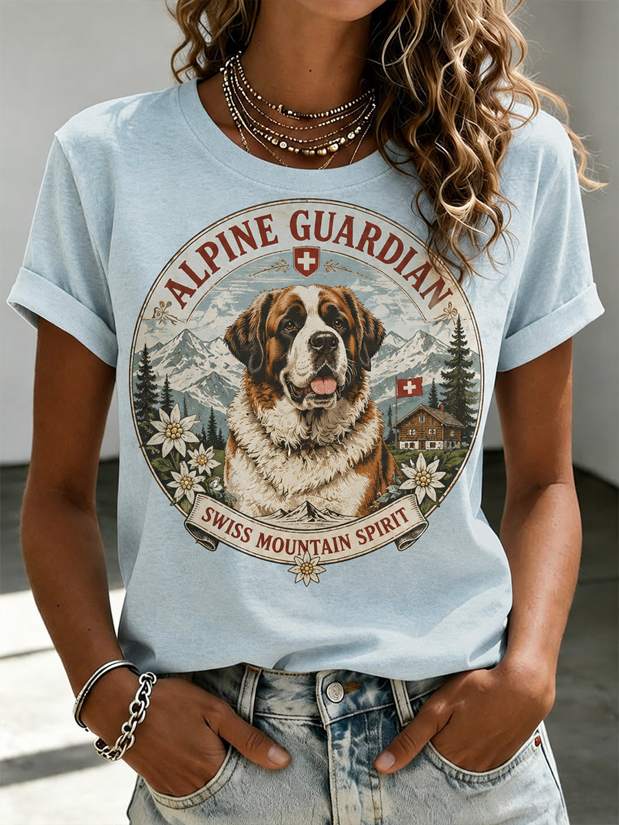 Women's Snow Mountain Animal Print Short-Sleeve T-Shirt