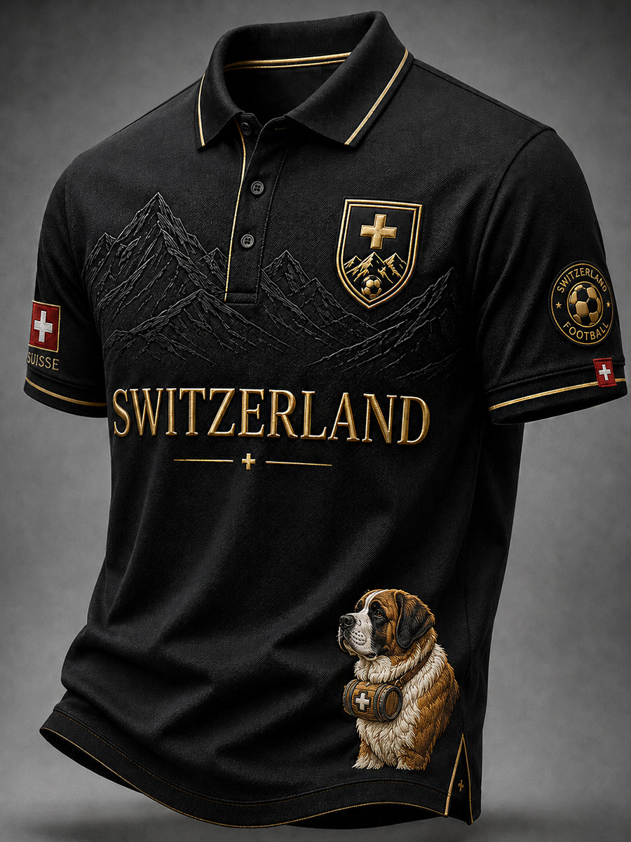 Retro Swiss Football Fan Art Print Casual Jersey