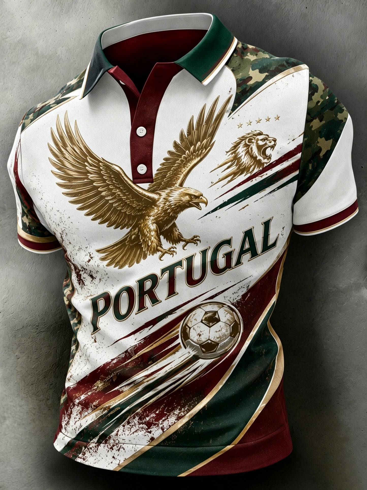 Men's Portugal Football Match Cheering Art Print Polo