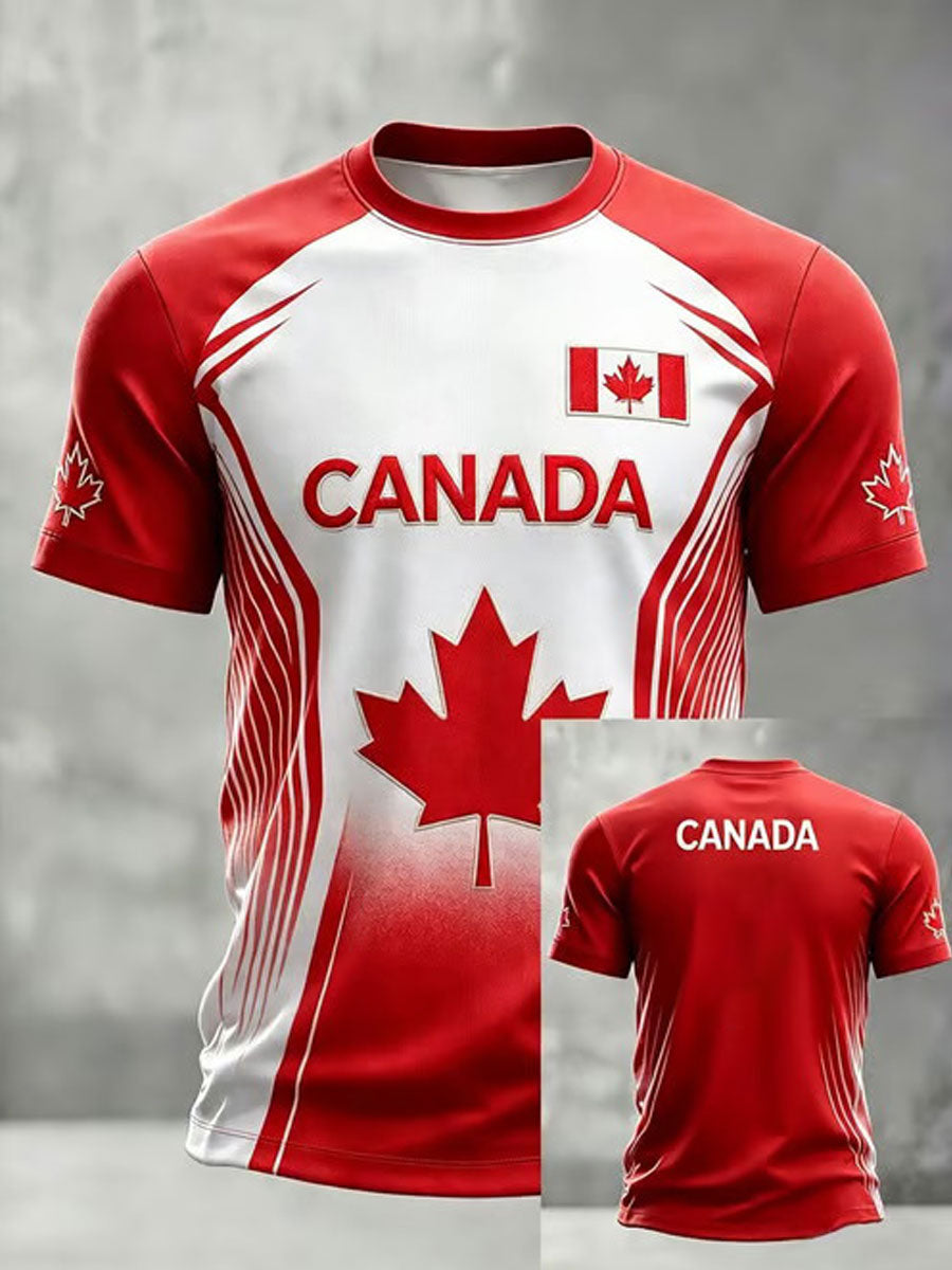 Men's Canada Soccer Print Casual T-Shirt