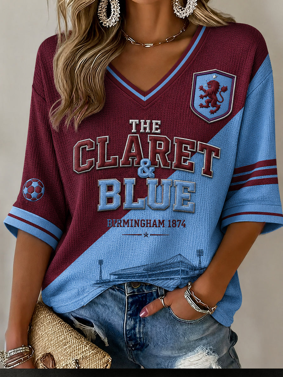 Retro Aston Villa Football Fan Art Print Casual Jersey