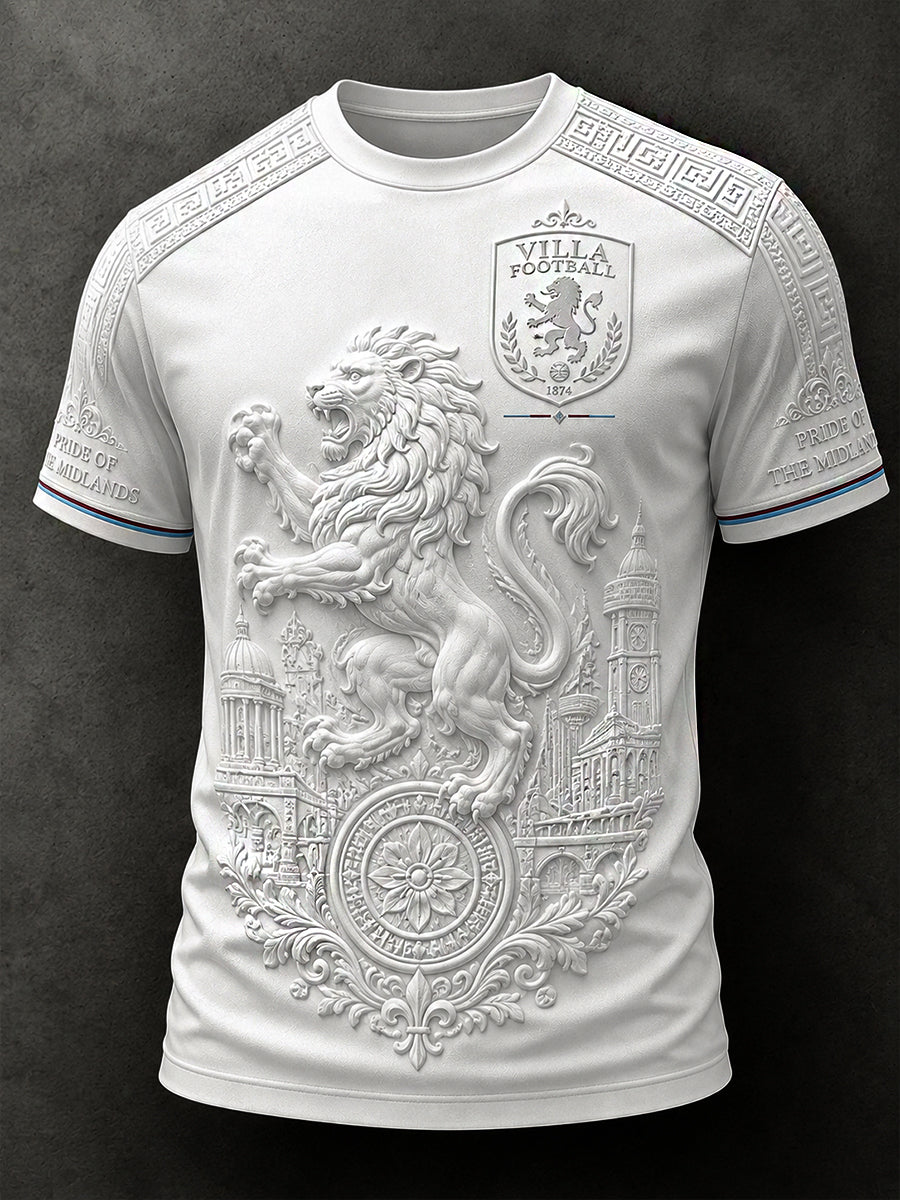 Retro Aston Villa Football Fan Art Print Casual Jersey