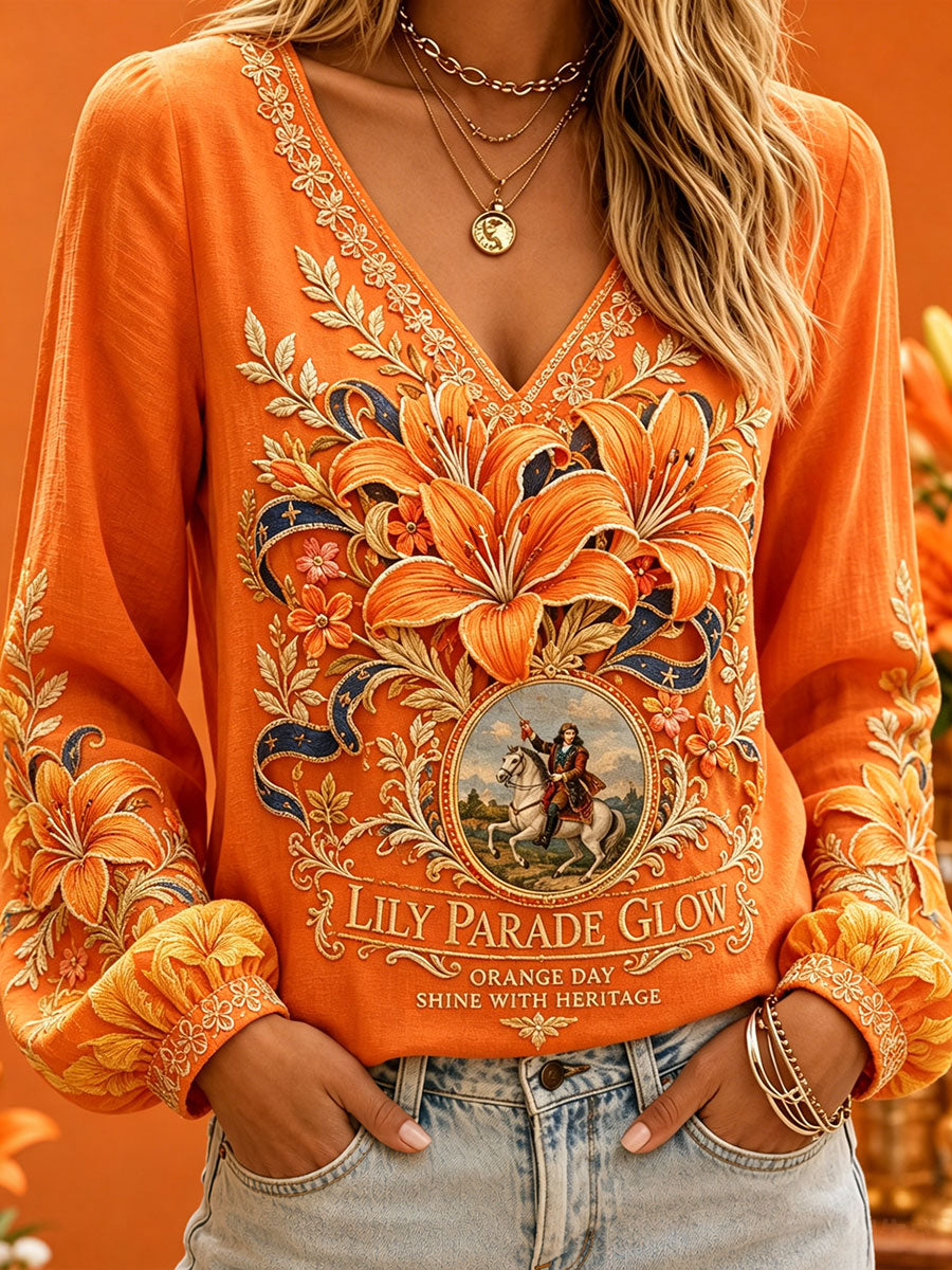 Women's 12th July Orangemen's Day Art Printed Linen Tops