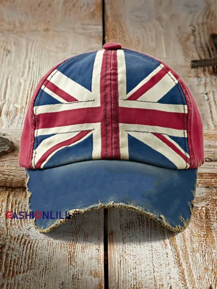 Unisex british flag patchwork Print Hat As picture / ONE