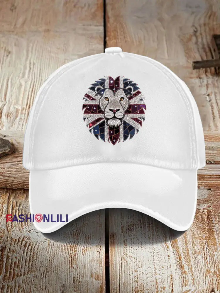 Unisex British imitation diamond hot drilling Print Hat White / ONE