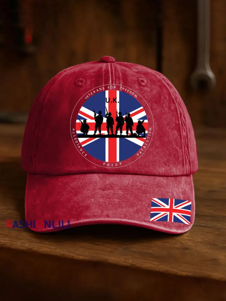 Unisex British Veteran Print Design Print Hat Red / ONE