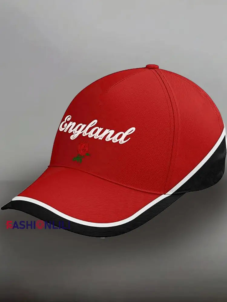 Unisex England Rugby Lover Roses Print Hat Red / ONE