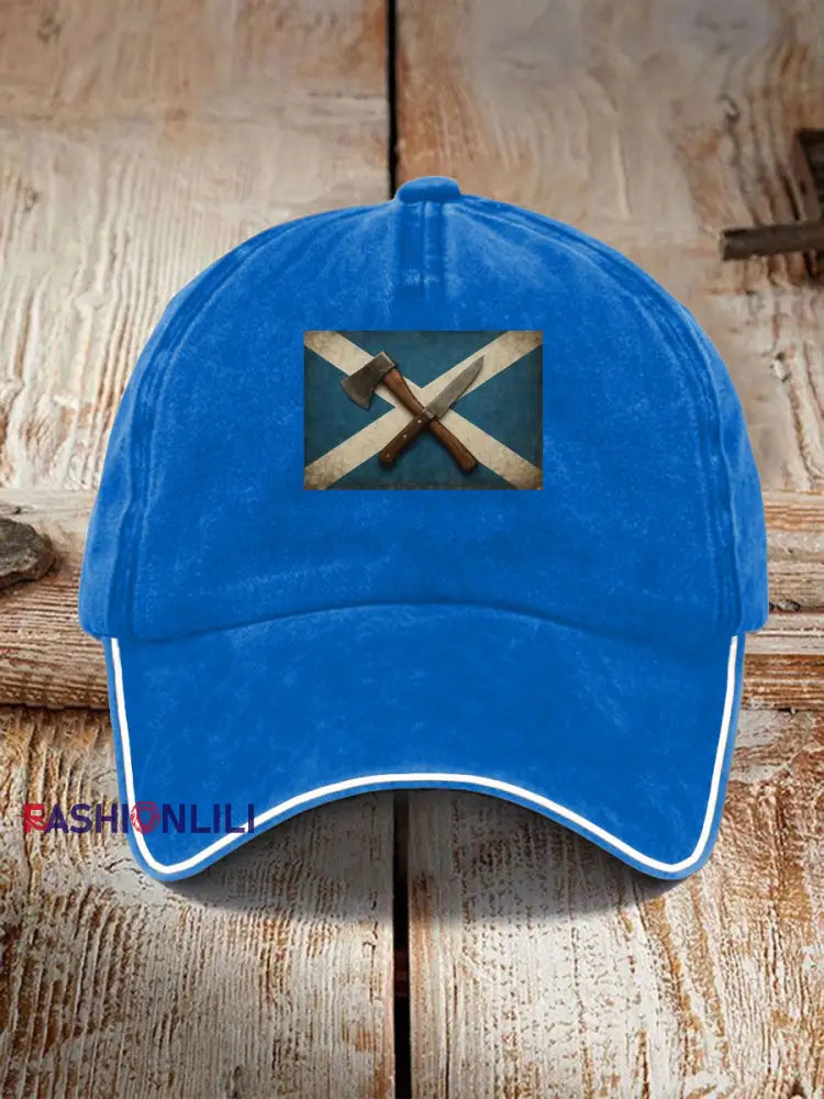 Unisex Girl’s Power Scotland Print Hat Blue / ONE