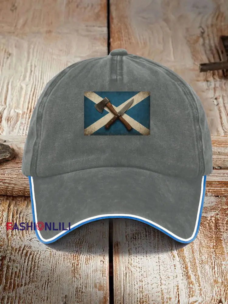 Unisex Girl’s Power Scotland Print Hat Light Gray / ONE