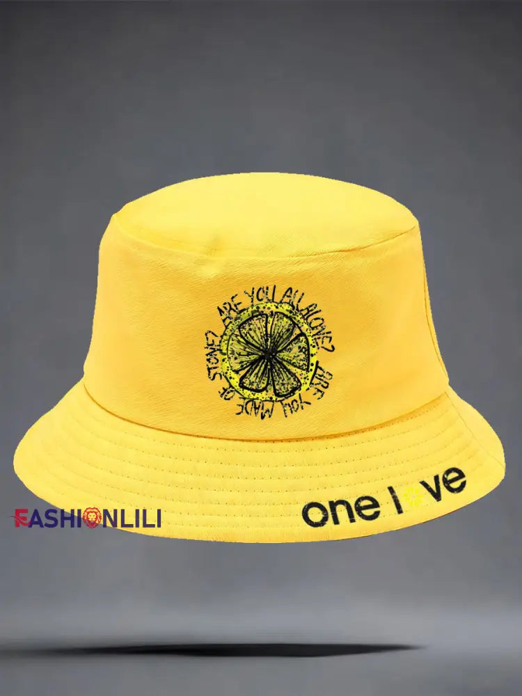 Unisex Lemon Roses Music Lover Printed Hat Yellow / ONE