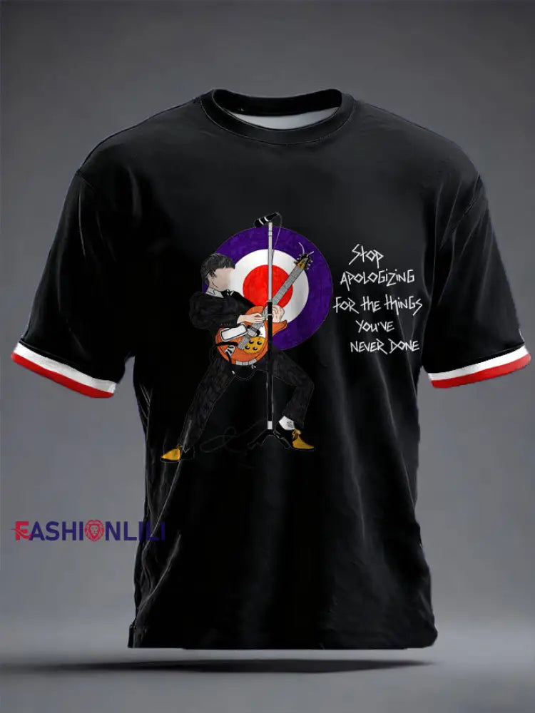 Unisex Modfather UK Music Mods Lover Printed T-shirt Black / S