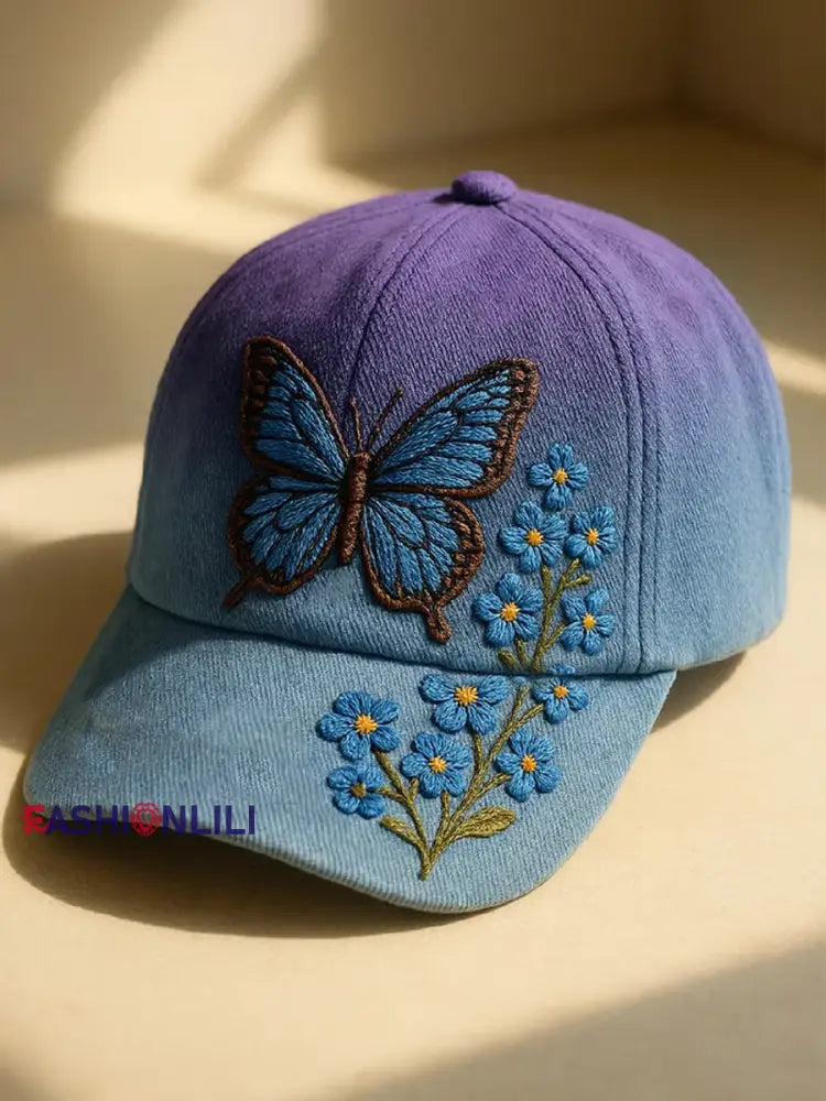 Unisex Purple Floral Print Baseball Hat Purple / ONE