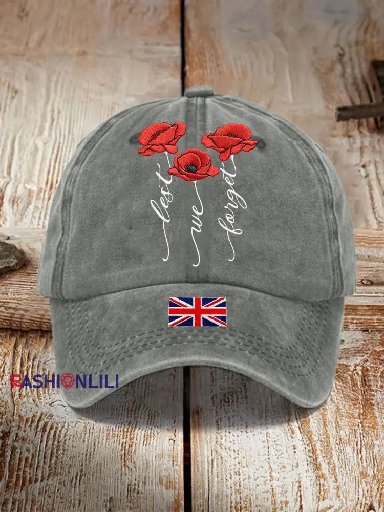 Unisex Remembrance Day Lest We Forge Print Hat Gray / ONE