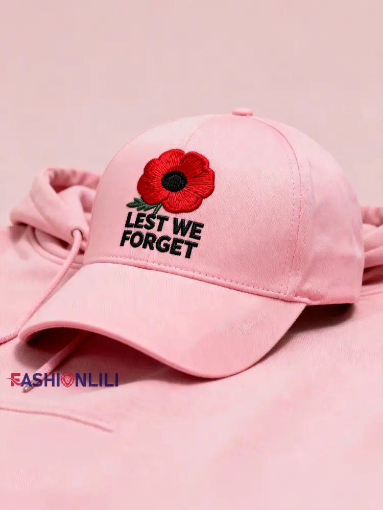 Unisex Remembrance Day poppy print Hat Pink / ONE