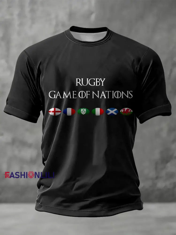 Unisex Rugby Lover Printed T-shirt Black / S